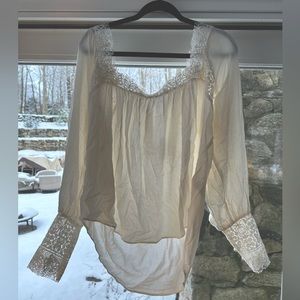 NWT Free People Ivory Lace Top